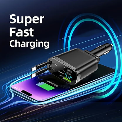 120W Fast Retractable Car Charger